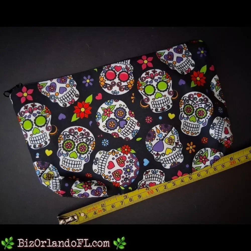 BOUTIQUE: Women's Makeup Bag Sugar Sugar Skull Zip Beauty Accessory Storage NEW